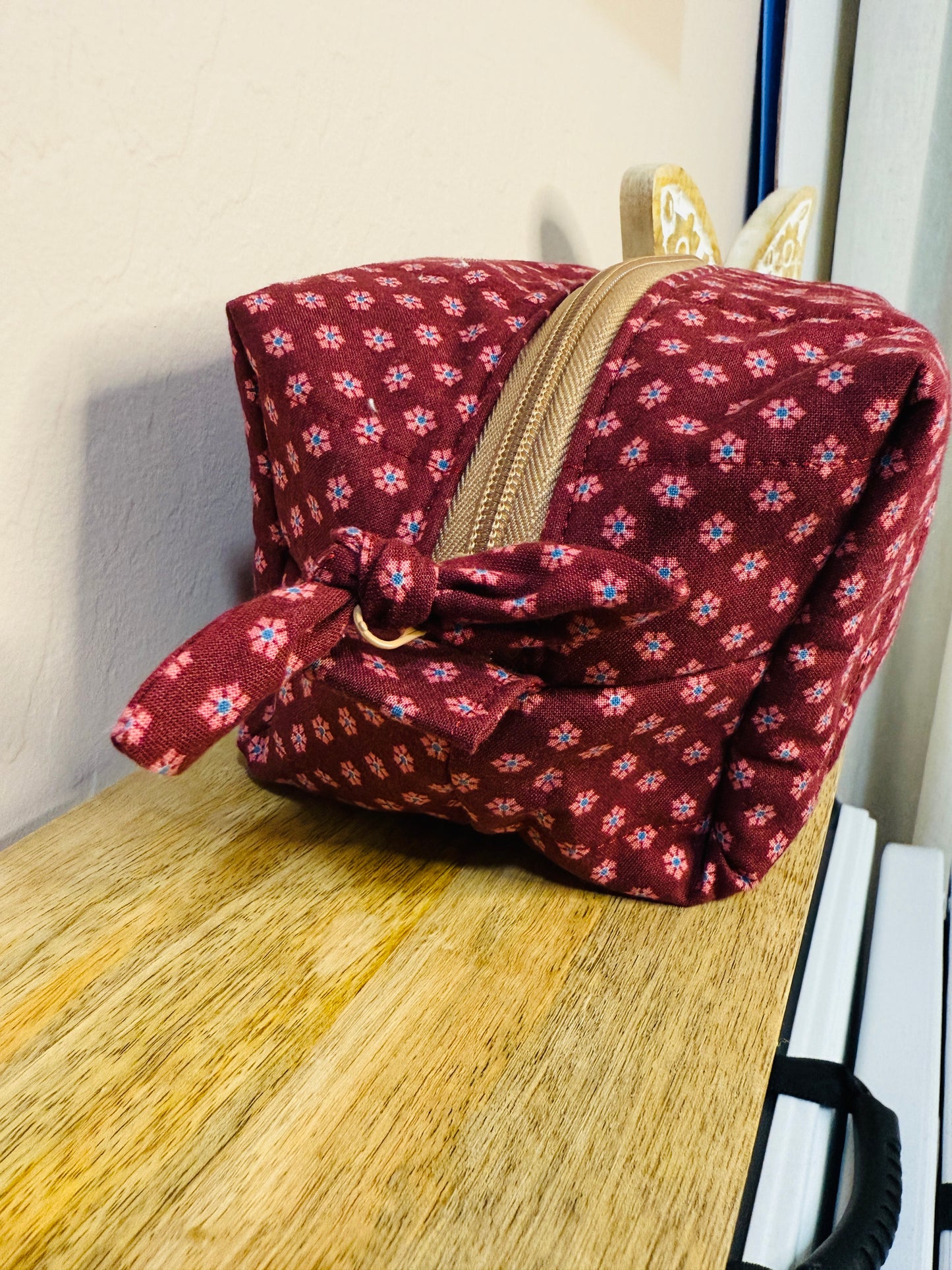 Makeup Bag/Boxy Pouches - Moo Moo Maroon
