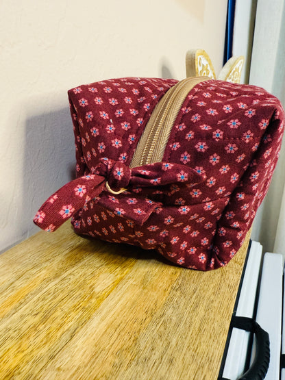 Makeup Bag/Boxy Pouches - Moo Moo Maroon