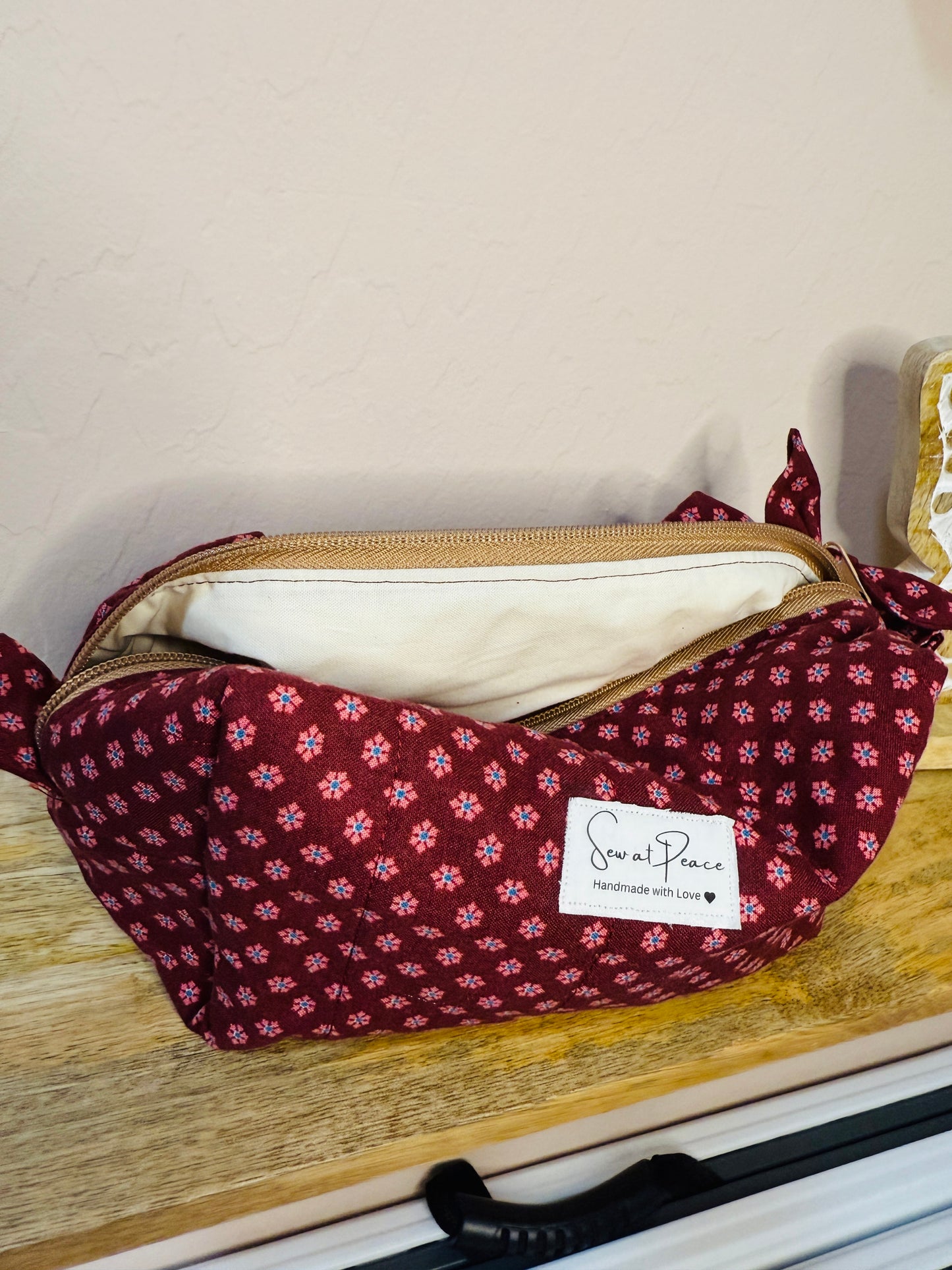 Makeup Bag/Boxy Pouches - Moo Moo Maroon