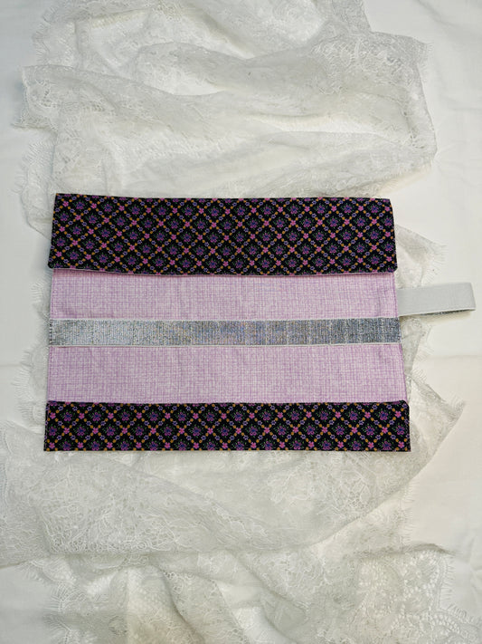 Makeup Brush Roll -Diamond Purple Floral