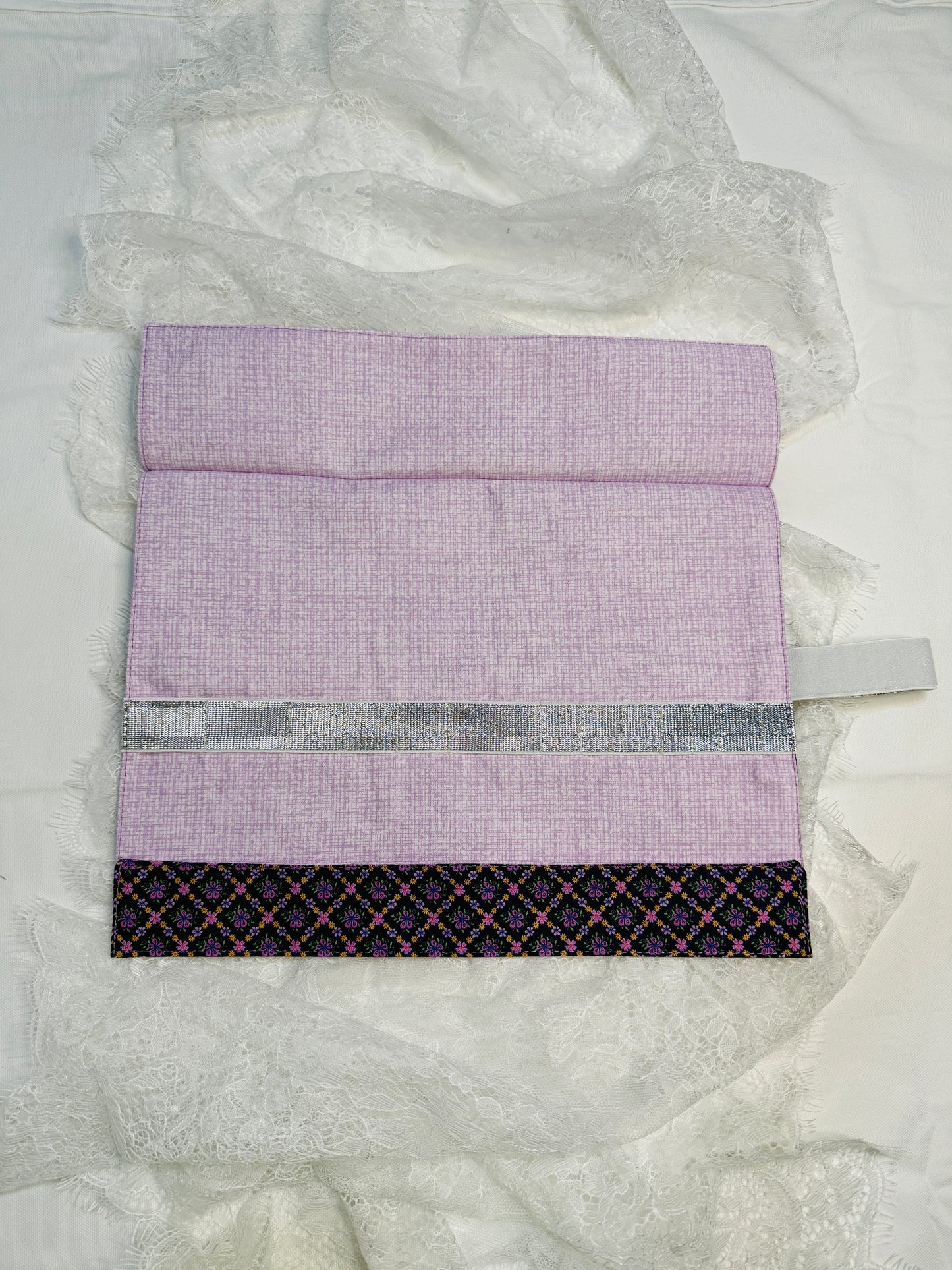 Makeup Brush Roll -Diamond Purple Floral