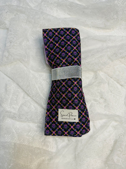 Makeup Brush Roll -Diamond Purple Floral