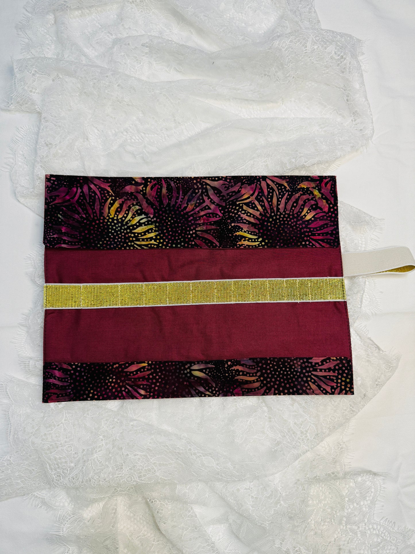 Makeup Brush Roll -Deep Purple Sunflower