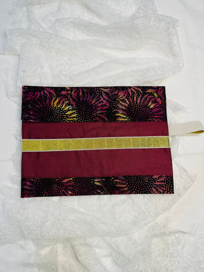 Makeup Brush Roll -Deep Purple Sunflower