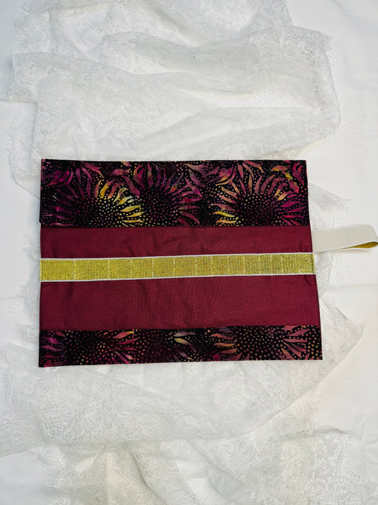 Makeup Brush Roll -Deep Purple Sunflower