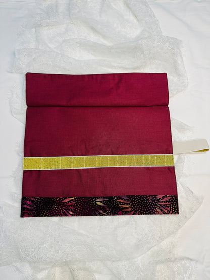 Makeup Brush Roll -Deep Purple Sunflower