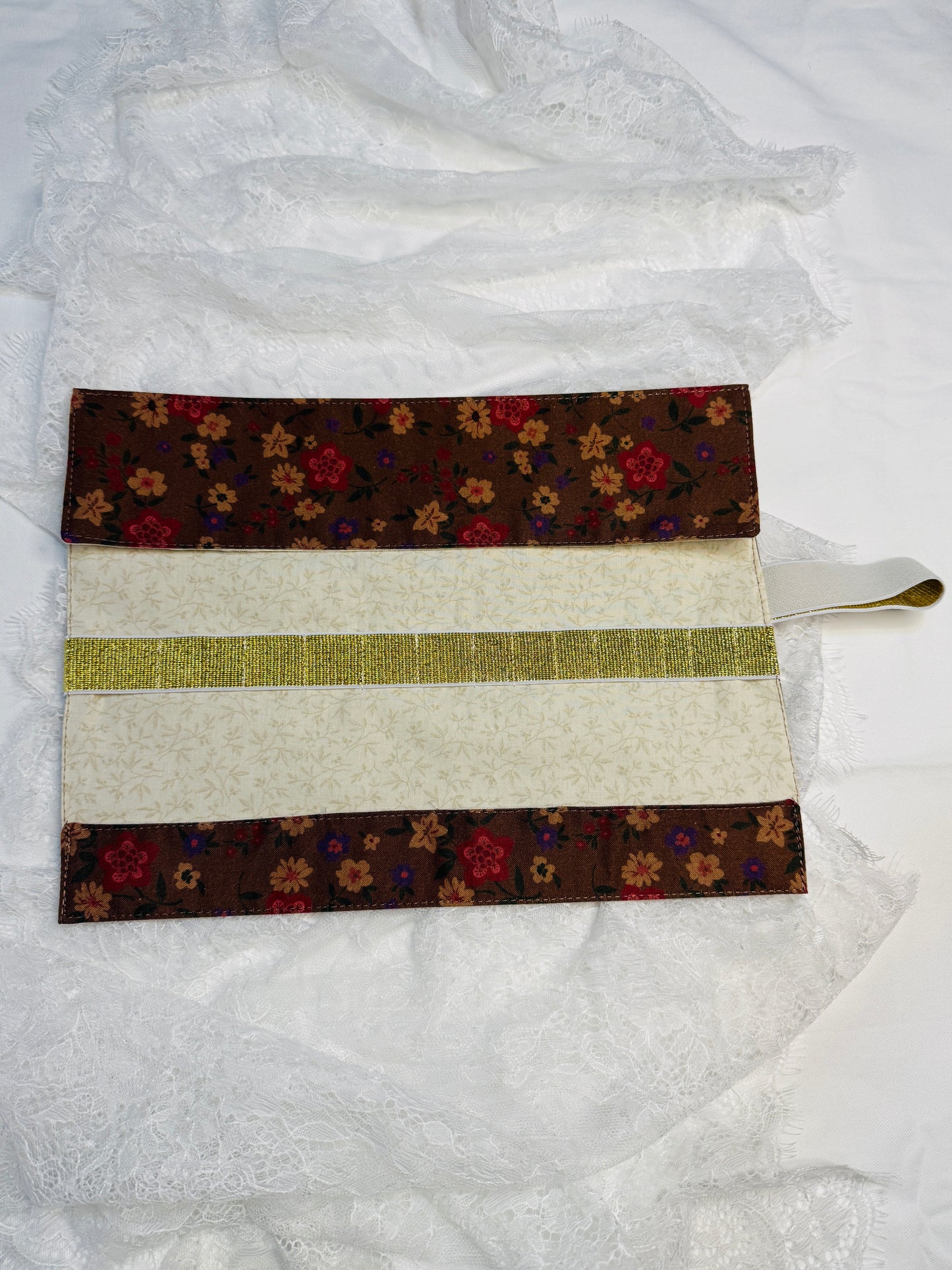 Makeup Brush Roll -Moody Brown Floral