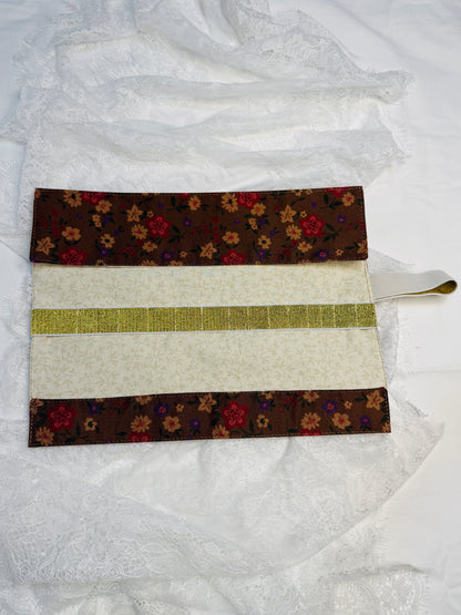 Makeup Brush Roll -Moody Brown Floral