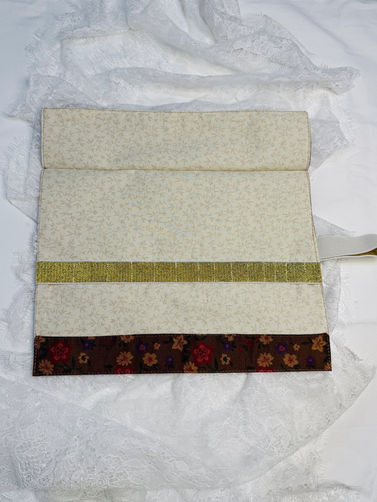 Makeup Brush Roll -Moody Brown Floral