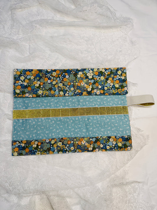 Makeup Brush Roll -Hippie Blue Floral