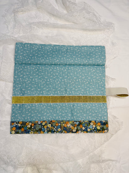 Makeup Brush Roll -Hippie Blue Floral