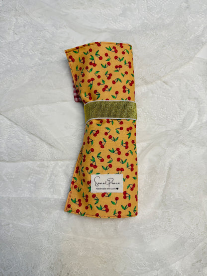 Makeup Brush Roll -Sherbet Cherry