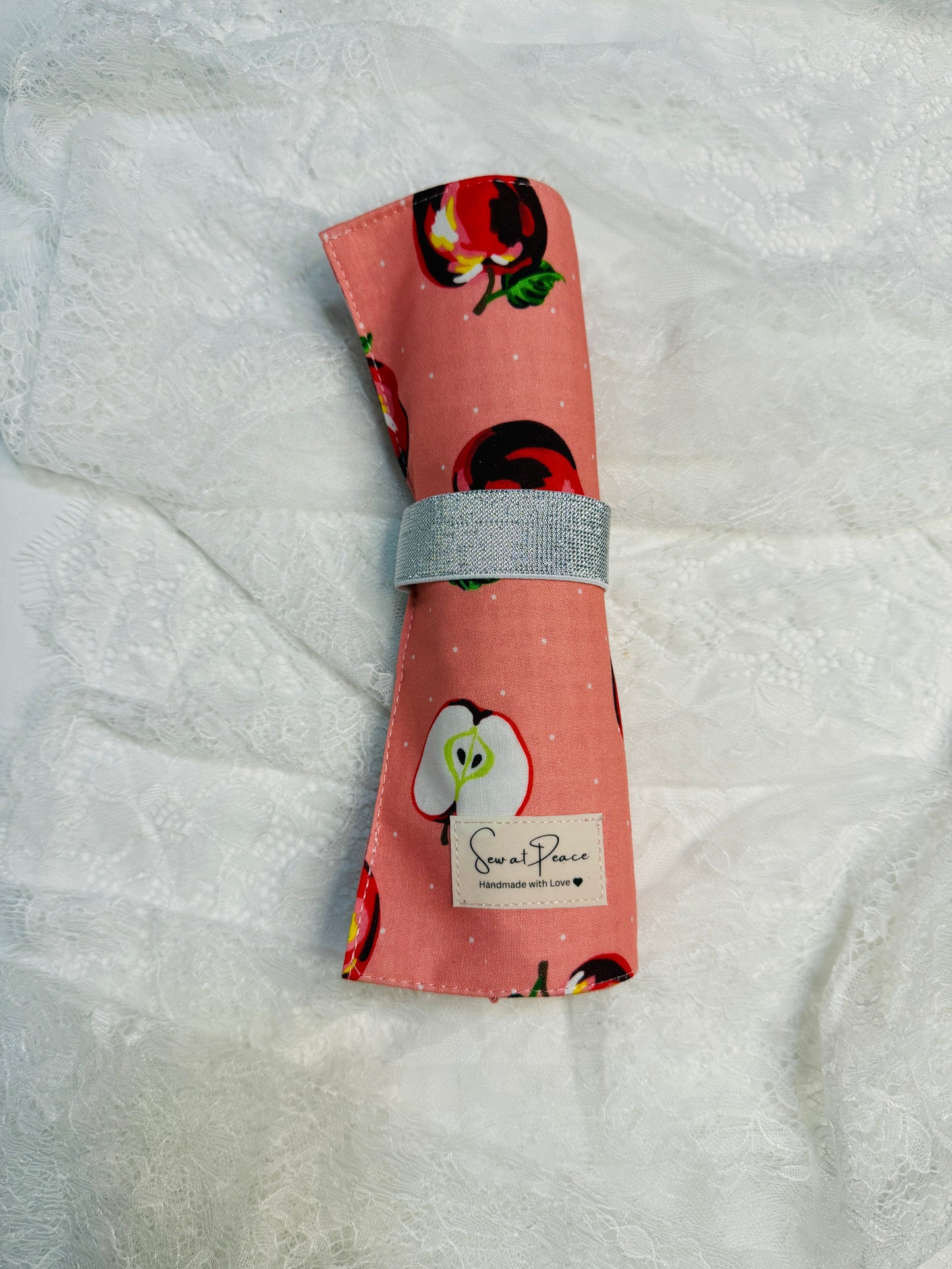 Makeup Brush Roll -Apples & Dots