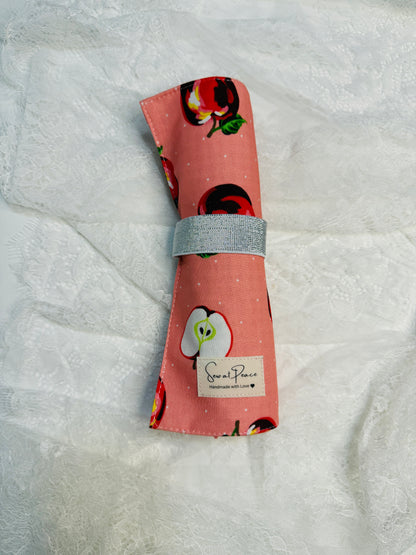 Makeup Brush Roll -Apples & Dots