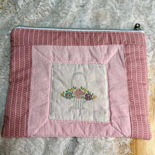 Tablet/iPAD Sleeve - Upcycled Vintage Pink