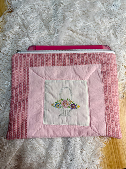 Tablet/iPAD Sleeve - Upcycled Vintage Pink