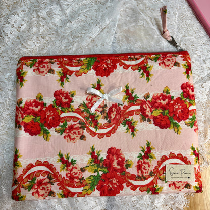 Tablet/iPAD Sleeve - Pink Red Lace