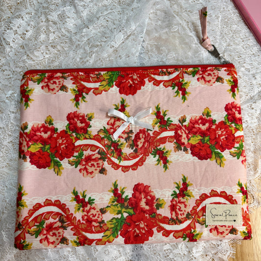 Tablet/iPAD Sleeve - Pink Red Lace
