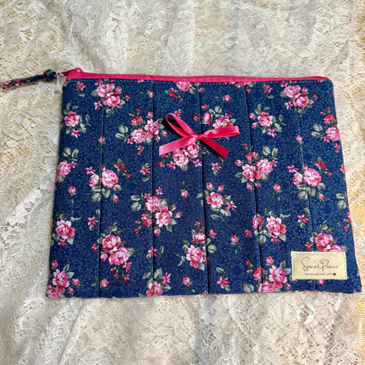 Tablet/iPAD Sleeve - Navy/Pink Floral