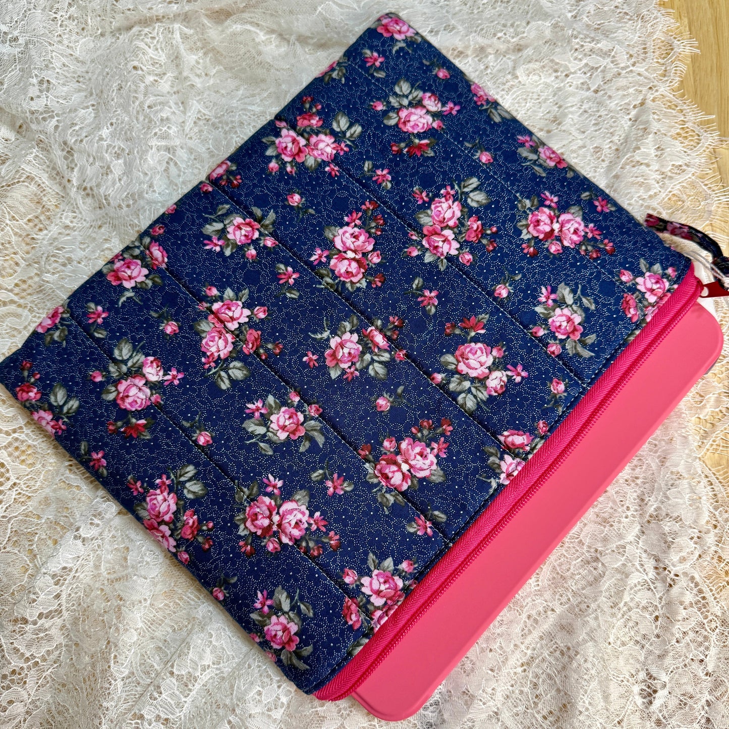Tablet/iPAD Sleeve - Navy/Pink Floral