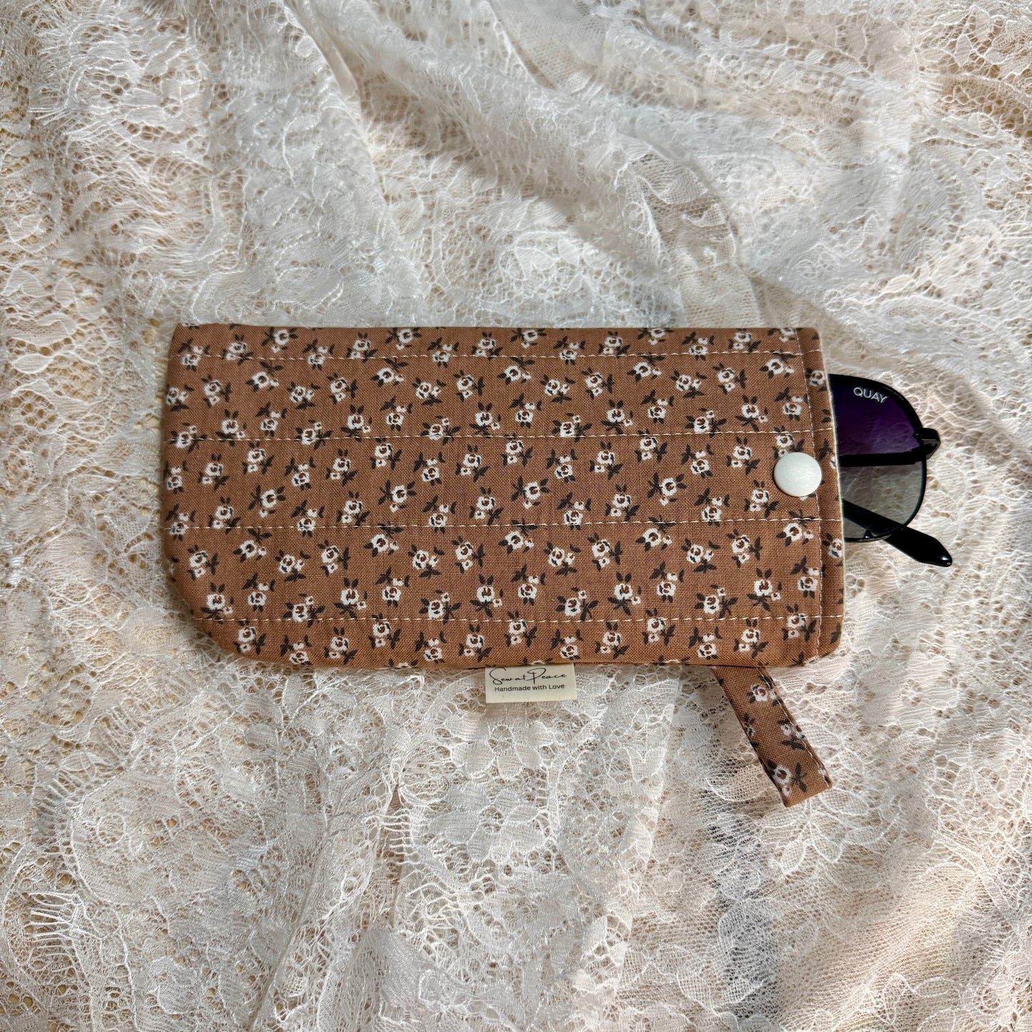 Eyeglass Case - Brown/White Floral