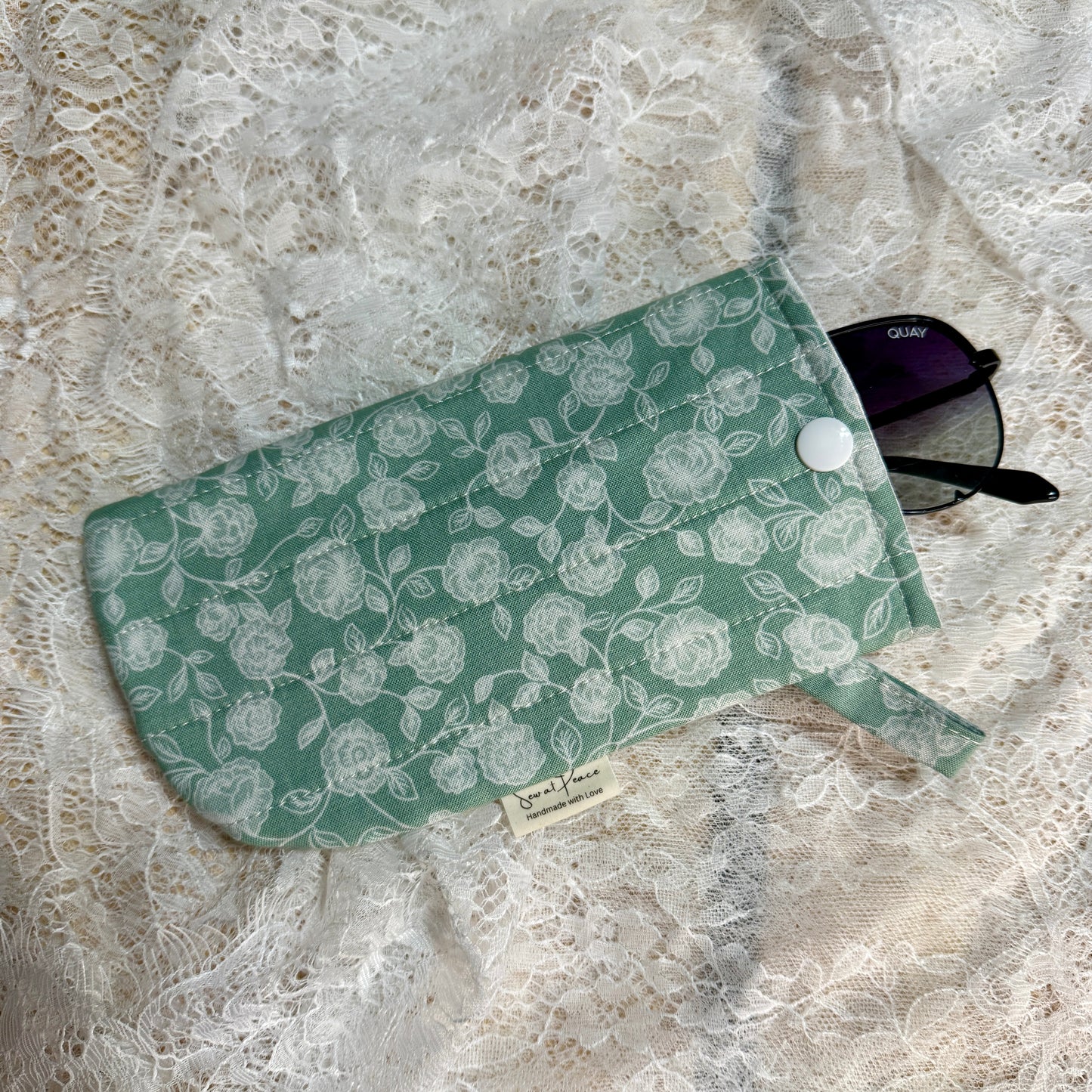 Eyeglass Case - Sage Green Rose