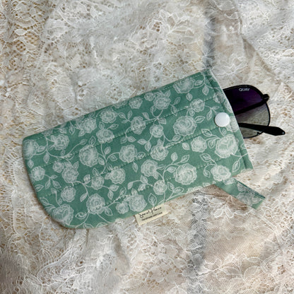 Eyeglass Case - Sage Green Rose