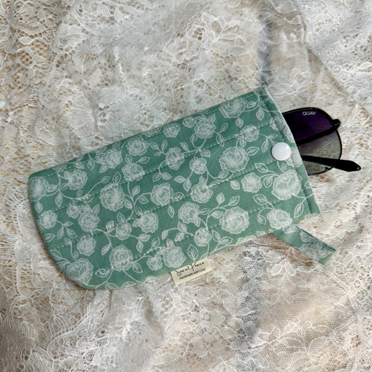 Eyeglass Case - Sage Green Rose