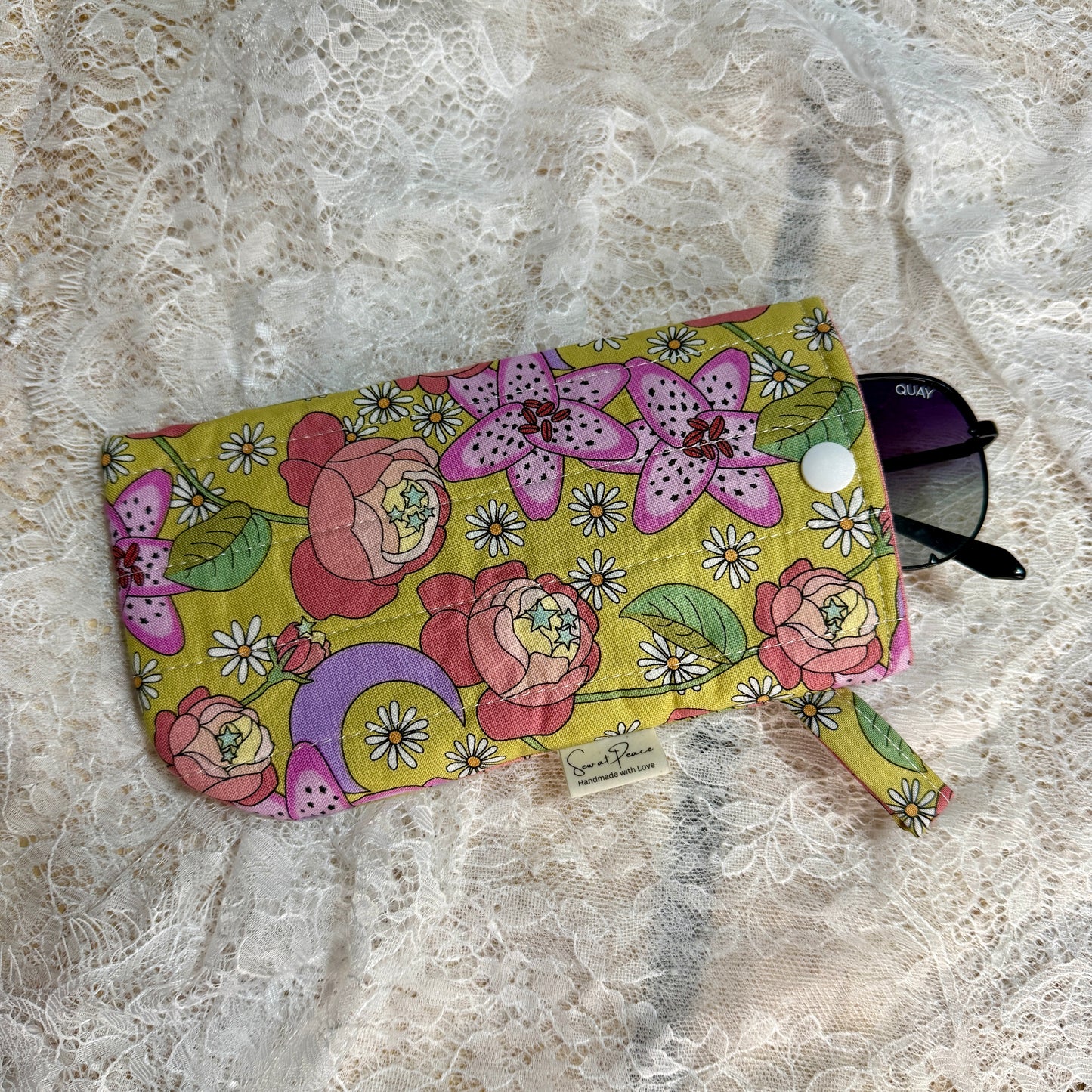 Eyeglass Case - Chartreuse Floral