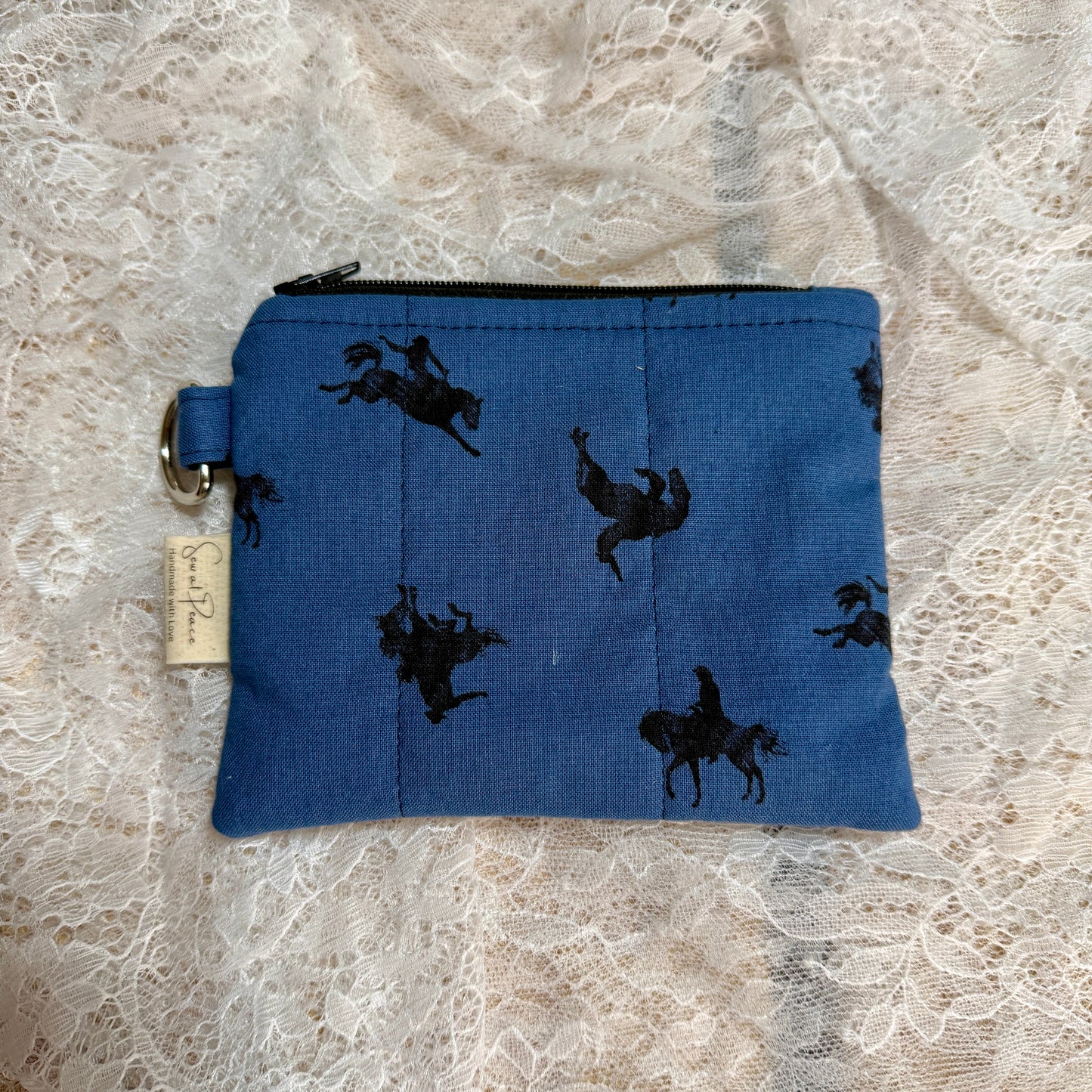 Keychain Wallet/Coin Purse- Blue Cowboy