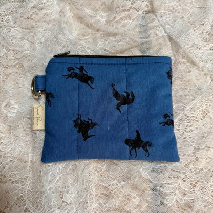 Keychain Wallet/Coin Purse- Blue Cowboy