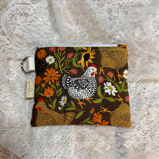 Keychain Wallet/Coin Purse- Chicken Sunflower