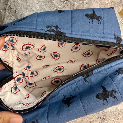 Makeup Bag/Boxy Pouches - Blue Cowboy
