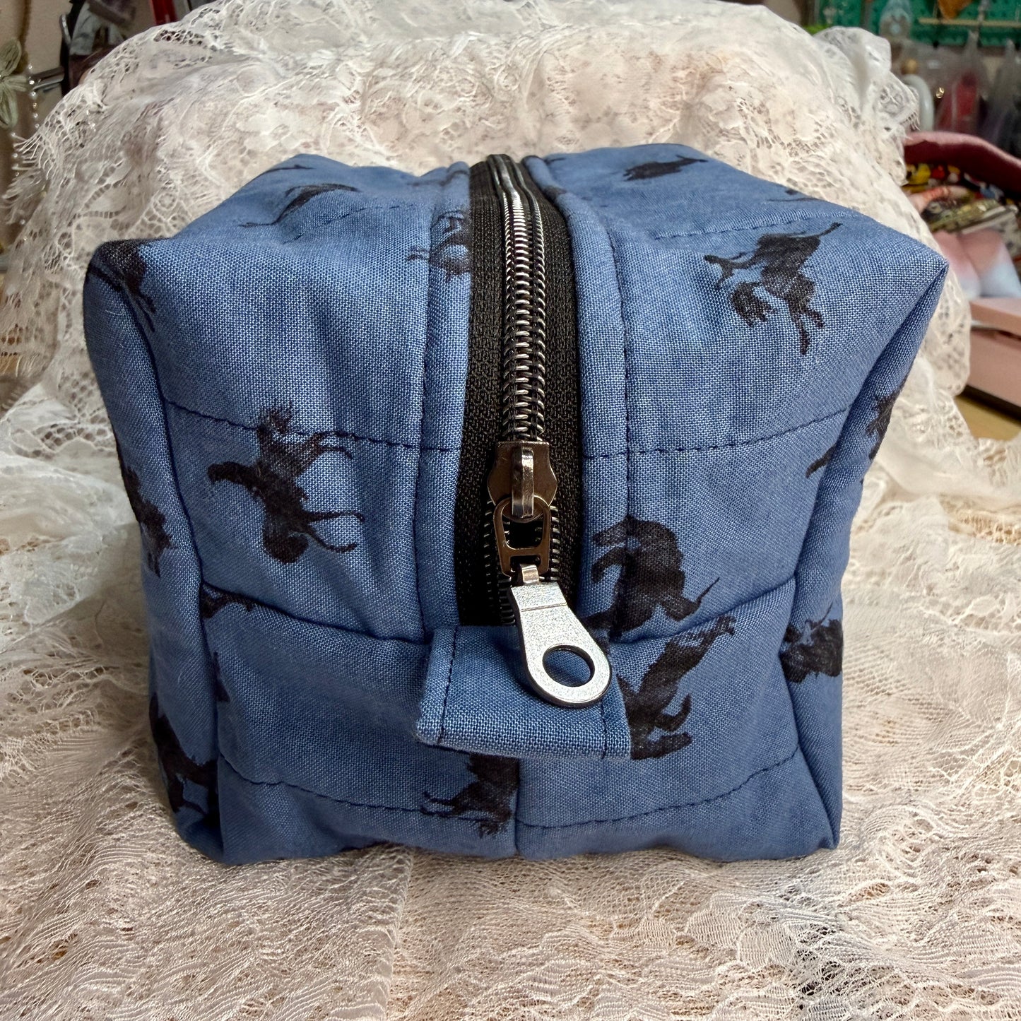 Makeup Bag/Boxy Pouches - Blue Cowboy