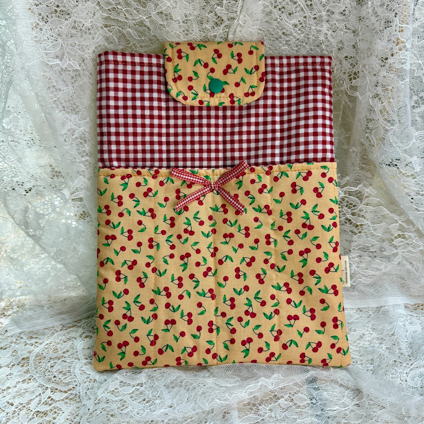 Book Sleeve with Pocket & Snap - Cherry Sherbet