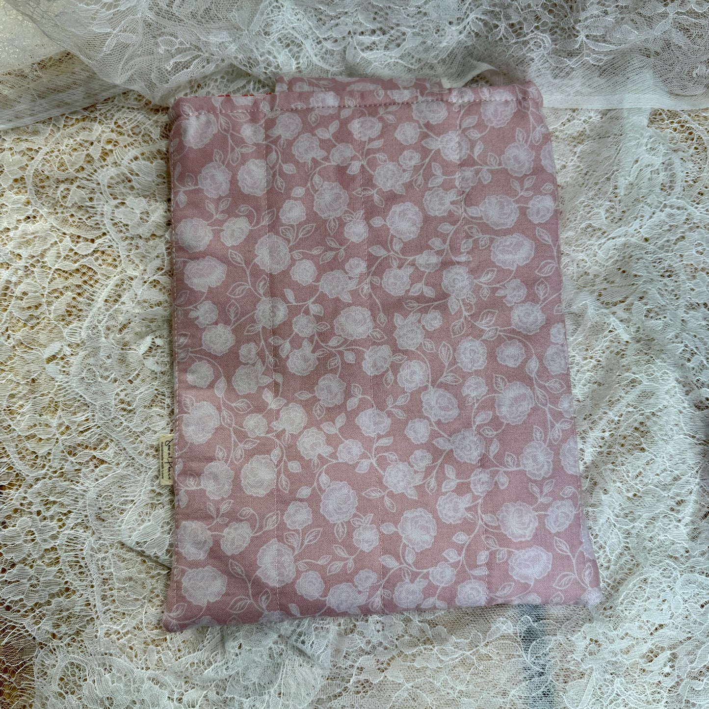 Book Sleeve with Pocket & Snap - Pink Rose