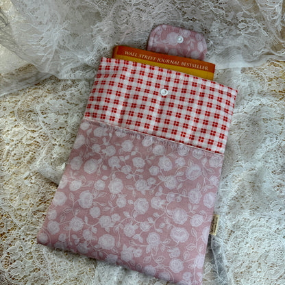 Book Sleeve with Pocket & Snap - Pink Rose