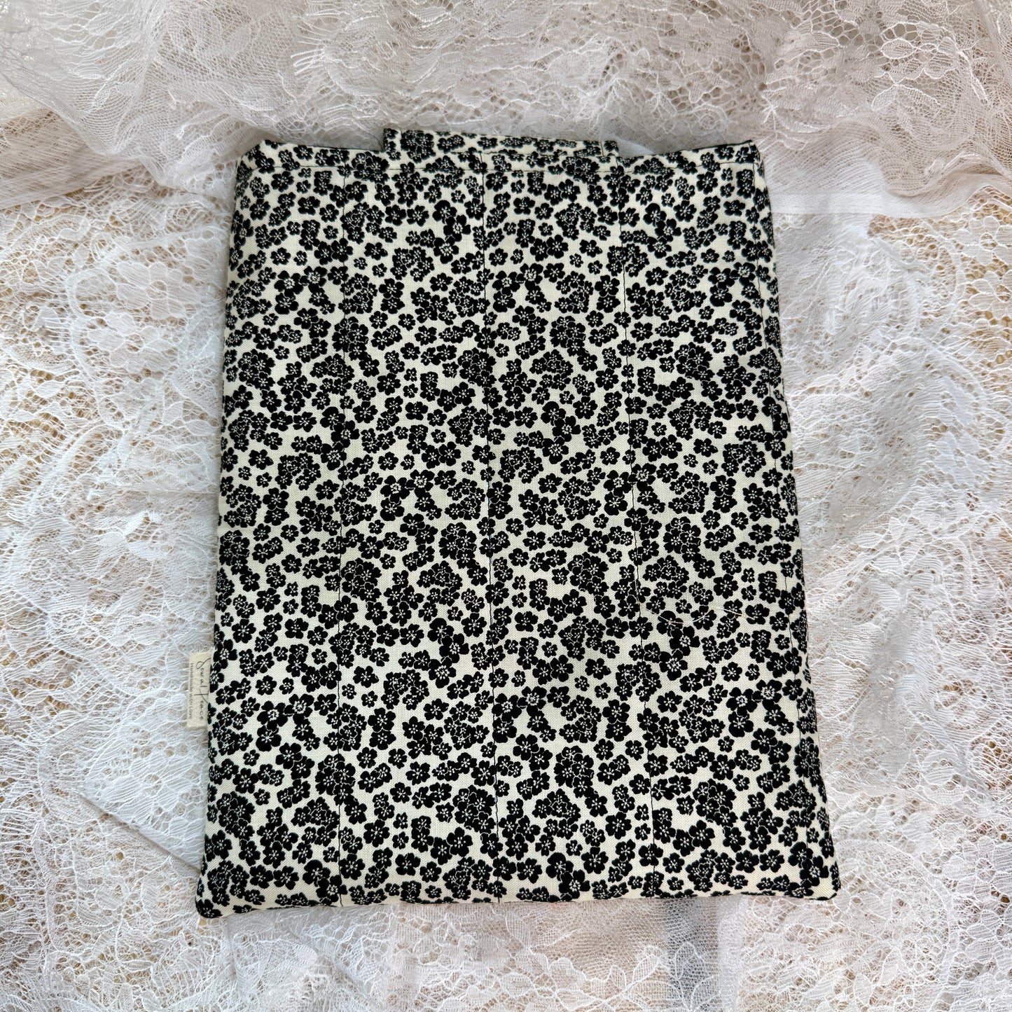 Book Sleeve with Pocket & Snap - Black Floral