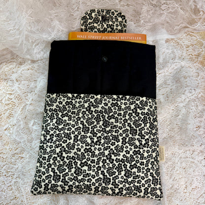 Book Sleeve with Pocket & Snap - Black Floral