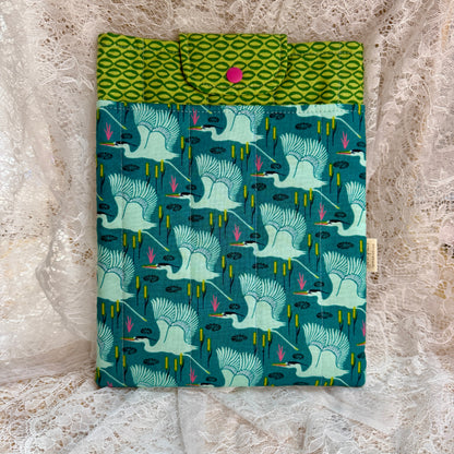 Book Sleeve with Pocket & Snap - Flying Cranes