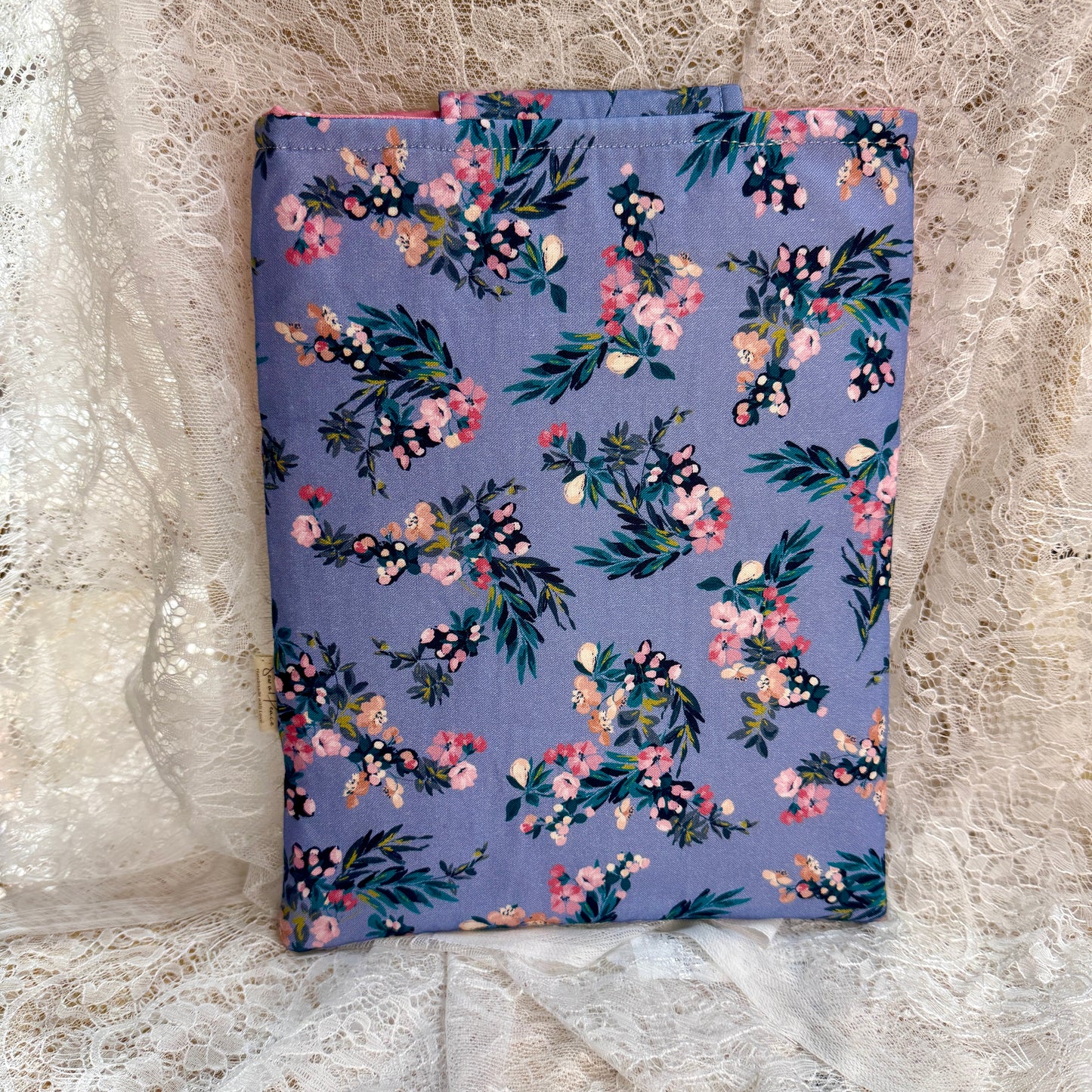 Book Sleeve with Pocket & Snap - Periwinkle Floral