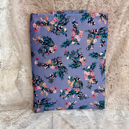 Book Sleeve with Pocket & Snap - Periwinkle Floral