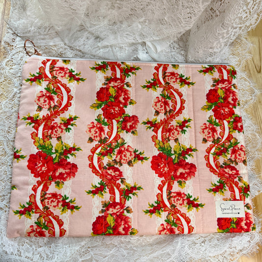 Laptop Sleeve - Pink Red Lace