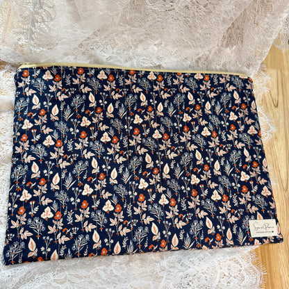 Laptop Sleeve - Navy/Burnt Orange Floral