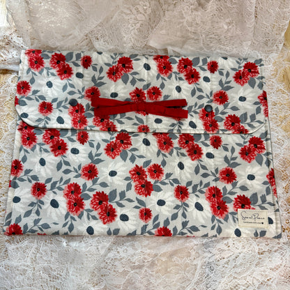 Laptop Sleeve - Gray/Red Floral