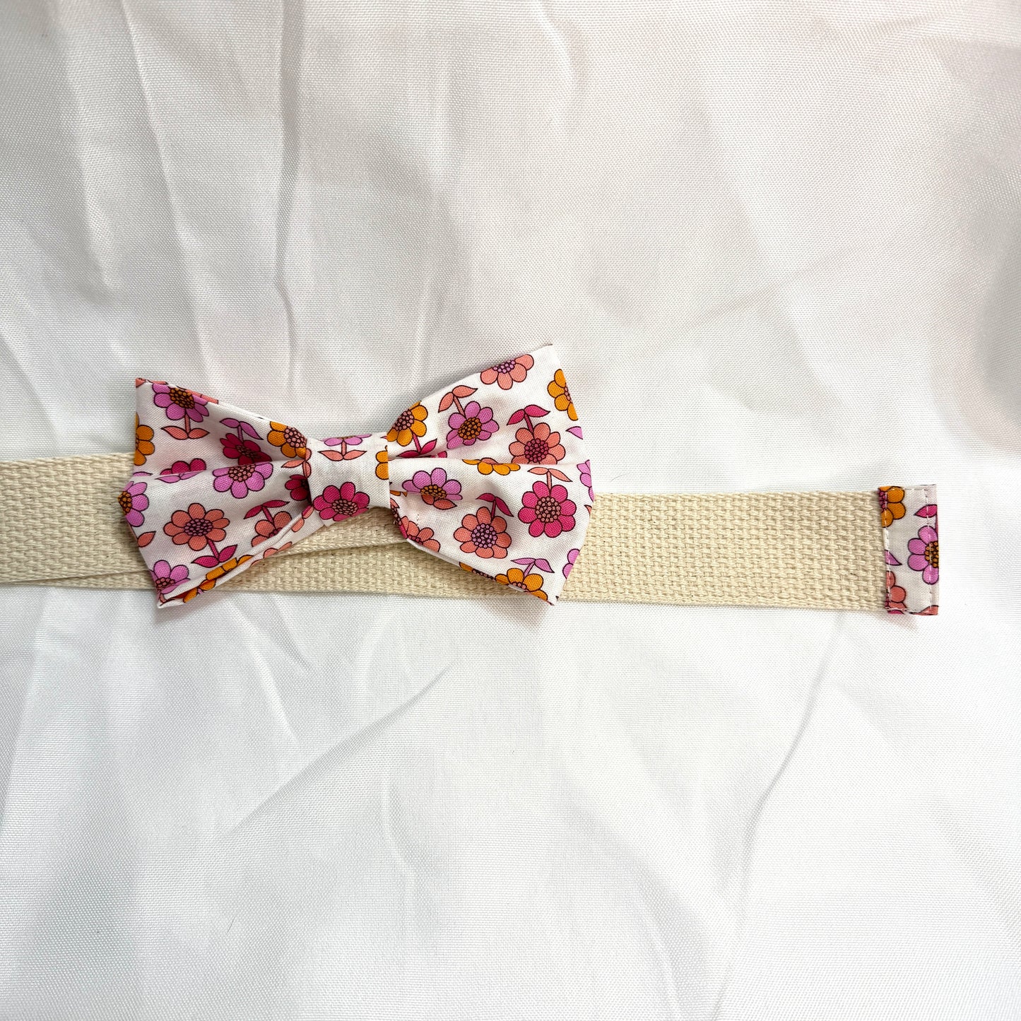 Bow Belt - Pink/Orange Daisy