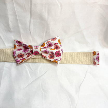 Bow Belt - Pink/Orange Daisy