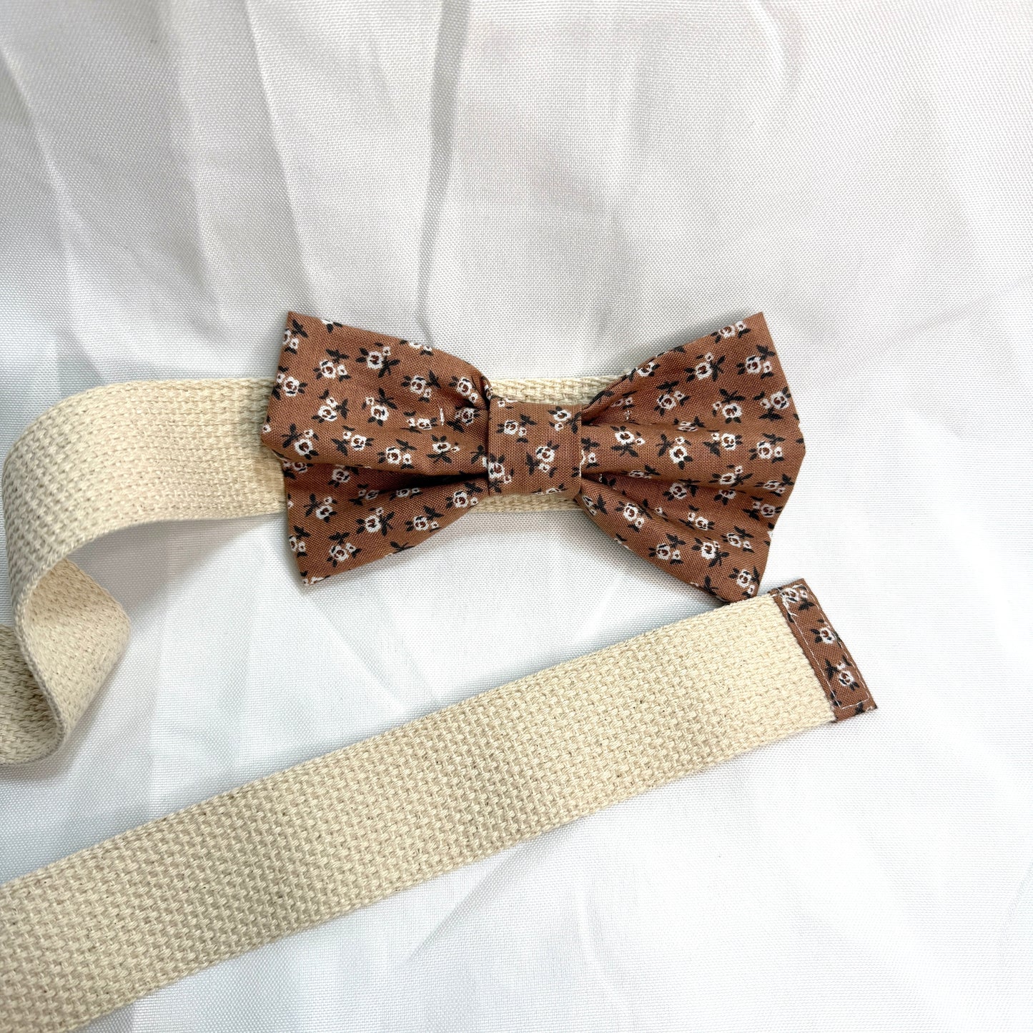 Bow Belt - Brown/White Floral