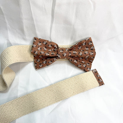 Bow Belt - Brown/White Floral