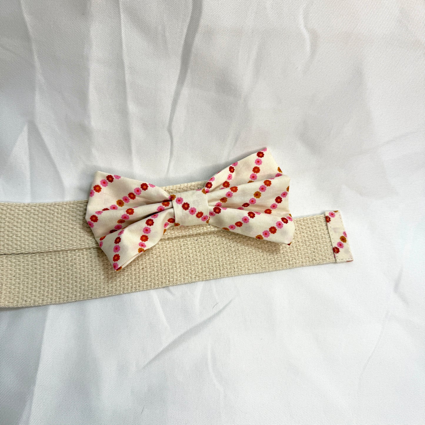 Bow Belt -Mini Striped Pink/Gold Floral